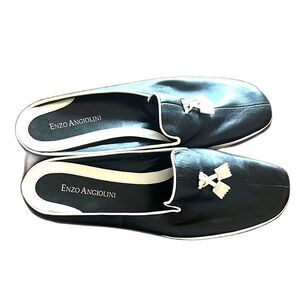 Enzo Angiolini Black Leather Loafer Tassel Mules Womens Shoes 6 36 Kennedy CBK